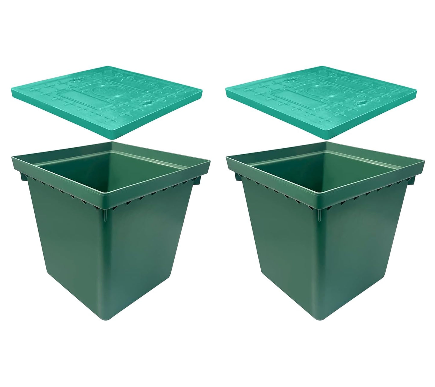 2 Sets 16x16x16in Underground Splice Box W/FRP Inspection Cover Deep Enclosure Box Bucket Polyethylene Distribution Pit Access Electrical Junction Box Drillable Tapered Wiring Box for Cable