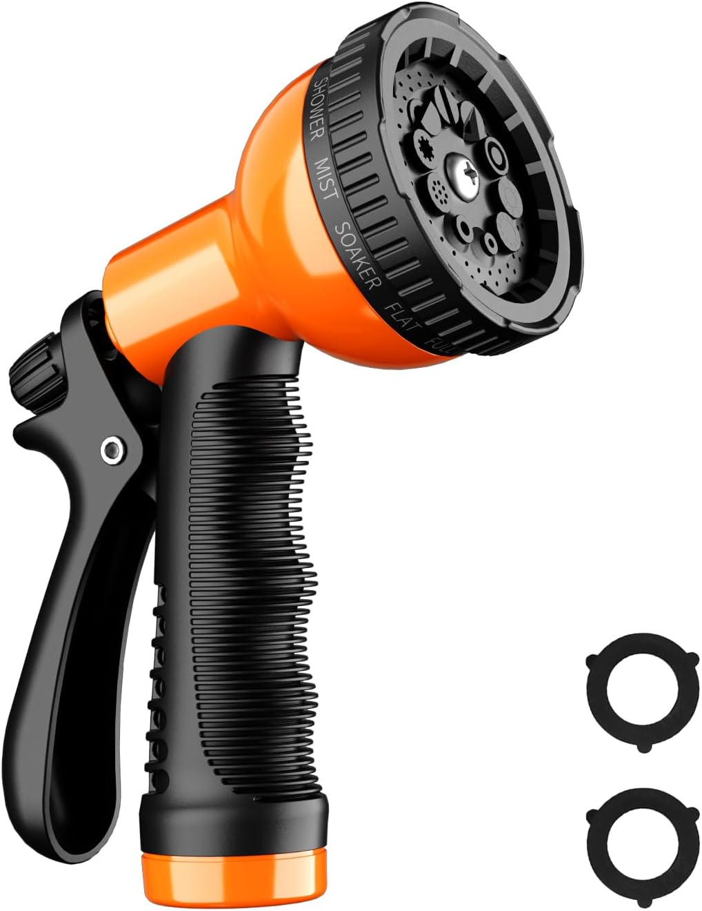 Garden Hose Nozzle Sprayer 10 Watering Patterns Spray Nozzles Heavy Duty Hose Head Lightweight Hose Attachment Orange