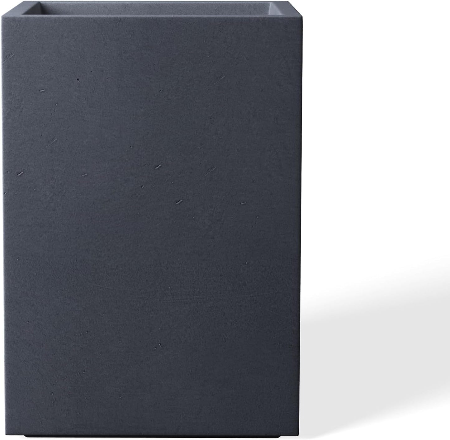 Kante 15.7" H Tall Rectangular Concrete Planters, Outdoor Indoor Lightweight Plant Pots with Drainage Hole and Rubber Plug, Modern Style for Home Garden Patio, Charcoal