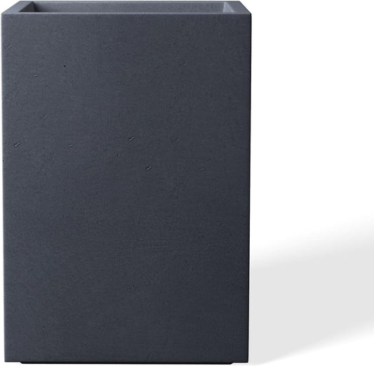 Kante 15.7" H Tall Rectangular Concrete Planters, Outdoor Indoor Lightweight Plant Pots with Drainage Hole and Rubber Plug, Modern Style for Home Garden Patio, Charcoal