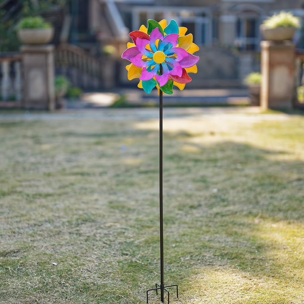 DREAMSOUL 13" Wind Spinners Outdoor, Colorful Wind Spinners Yard Art for Garden Patio Lawn Decor (63 * 13 Inches)