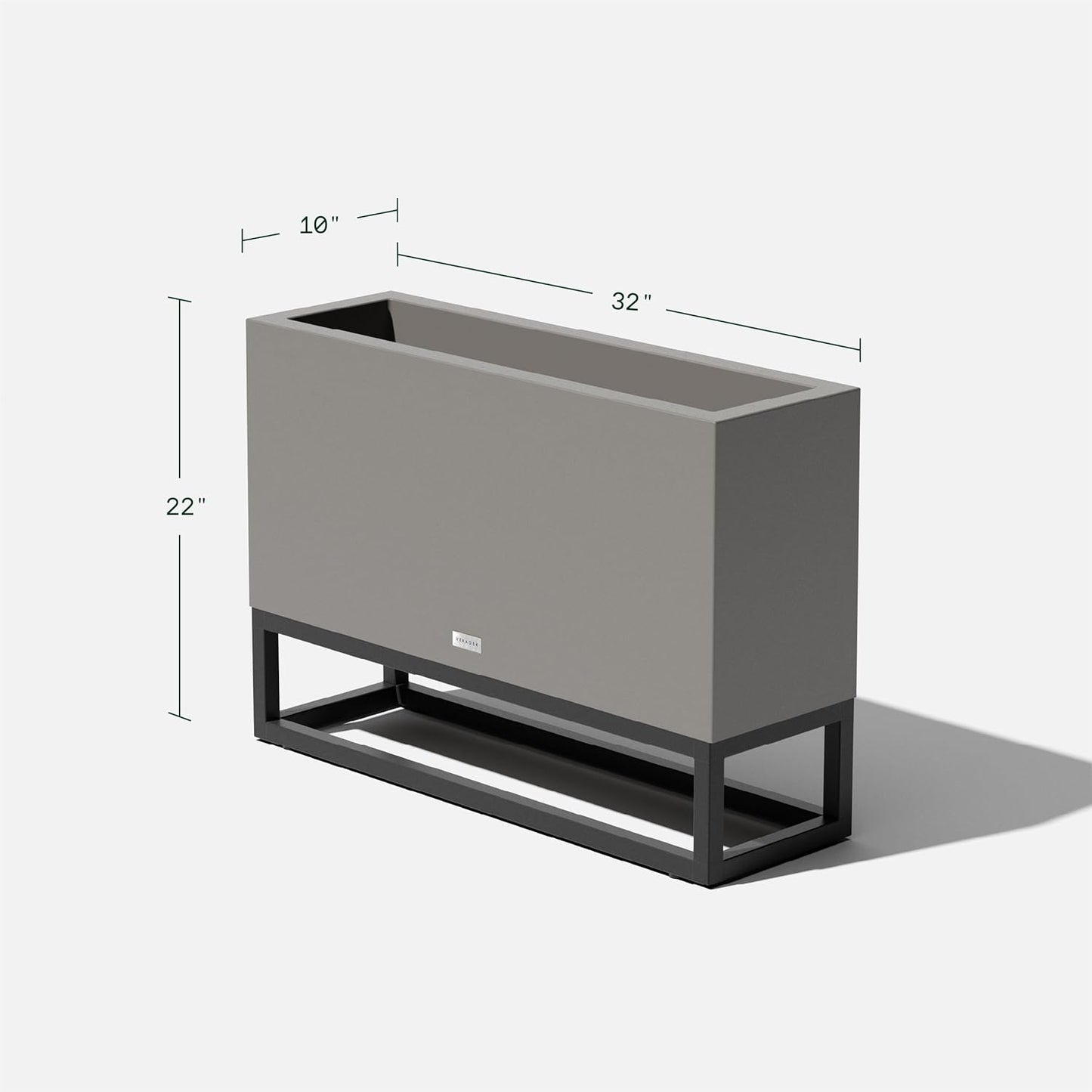 Veradek Block Series Raised Long Box Planter for Patio & Garden | Durable All-Weather Use with Aluminum Stand | Modern Décor for Herbs, Flowers