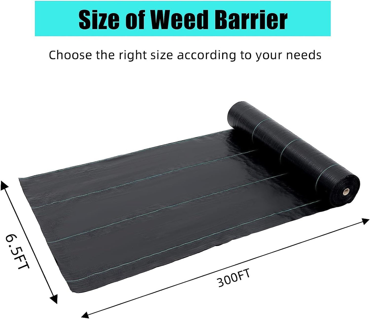 Garvee 6.5ft x 300ft Premium 3oz Pro Garden Weed Barrier Landscape Fabric Durable & Heavy-Duty Weed Block Gardening Mat, Easy Setup & Superior Weed Control, Eco-Friendly & Convenient Design