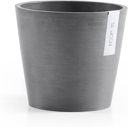 Ecopots Amsterdam Mini Durable Modern Round Recycled-Based Composite Flower Pot Planter, Grey, 5"