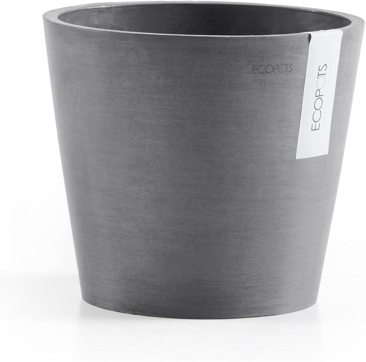 Ecopots Amsterdam Mini Durable Modern Round Recycled-Based Composite Flower Pot Planter, Grey, 7"