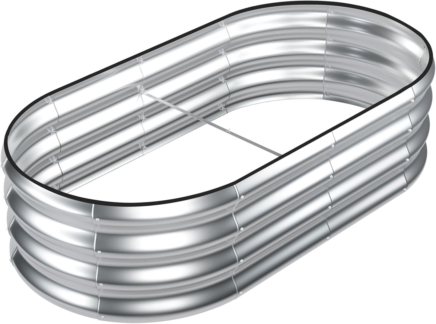 SnugNiture Galvanized Raised Garden Bed, 4x2x1ft Oval Metal Planter Box for Planting Outdoor Plants Vegetables