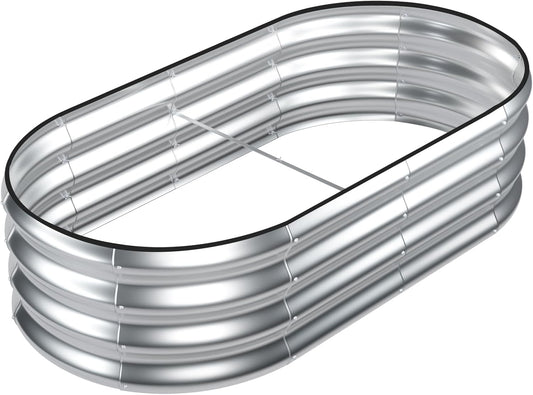 SnugNiture Galvanized Raised Garden Bed, 4x2x1ft Oval Metal Planter Box for Planting Outdoor Plants Vegetables