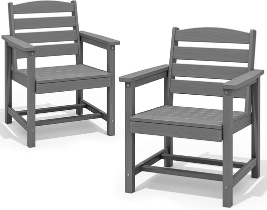 SERWALL Patio Dining Chair Set of 2, Gray