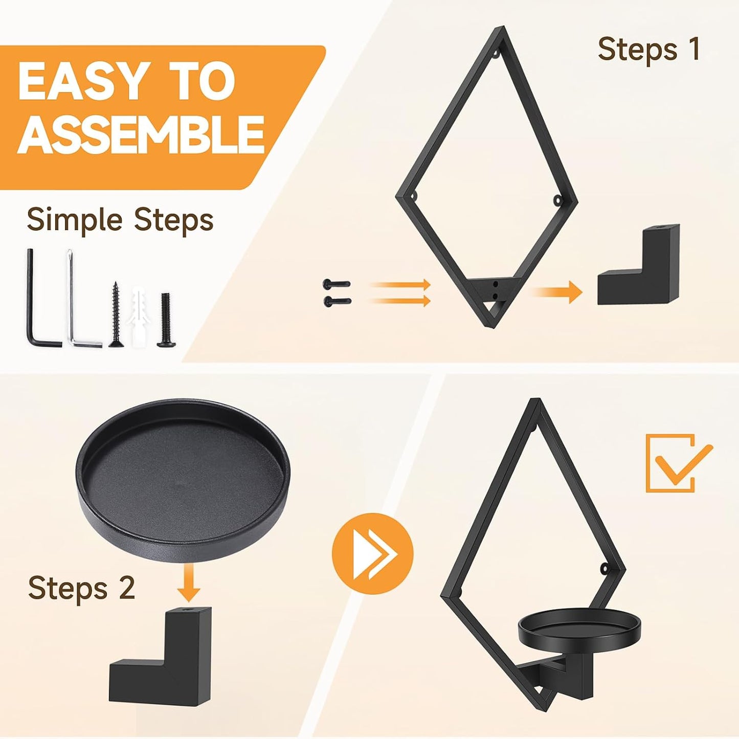 Wall Plant Holder, 2 Pack Metal Floating Shelves Indoor, Window Sill Plant Shelf for Bedroom Bathroom Living Room Home Office