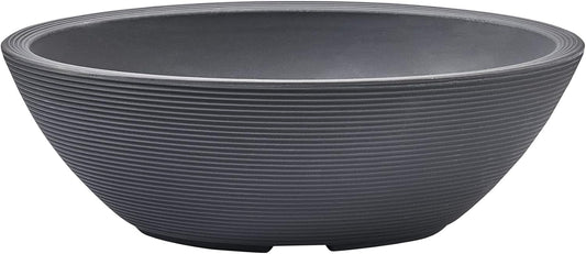 Crescent Garden Delano Oval Planter Bowl, Succulent Garden, Unique Indoor/Outdoor Double-Walled Plant Bowl with Plug- Oval Shape - 24" L x 17" W x 8" H (Slate)