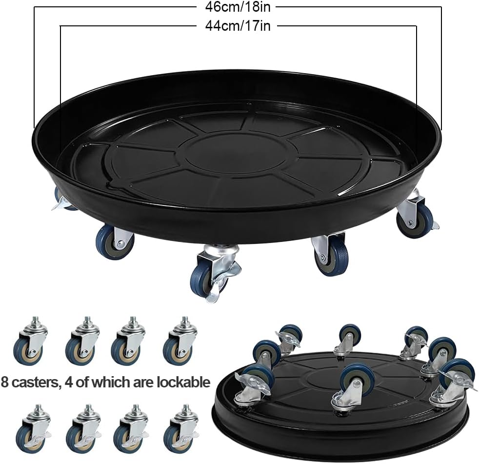 Plant Caddy with Wheels, Heavy Duty Plant Stand with Universal Wheels, Round Pot Trolley for Indoor Outdoor,18inch Black