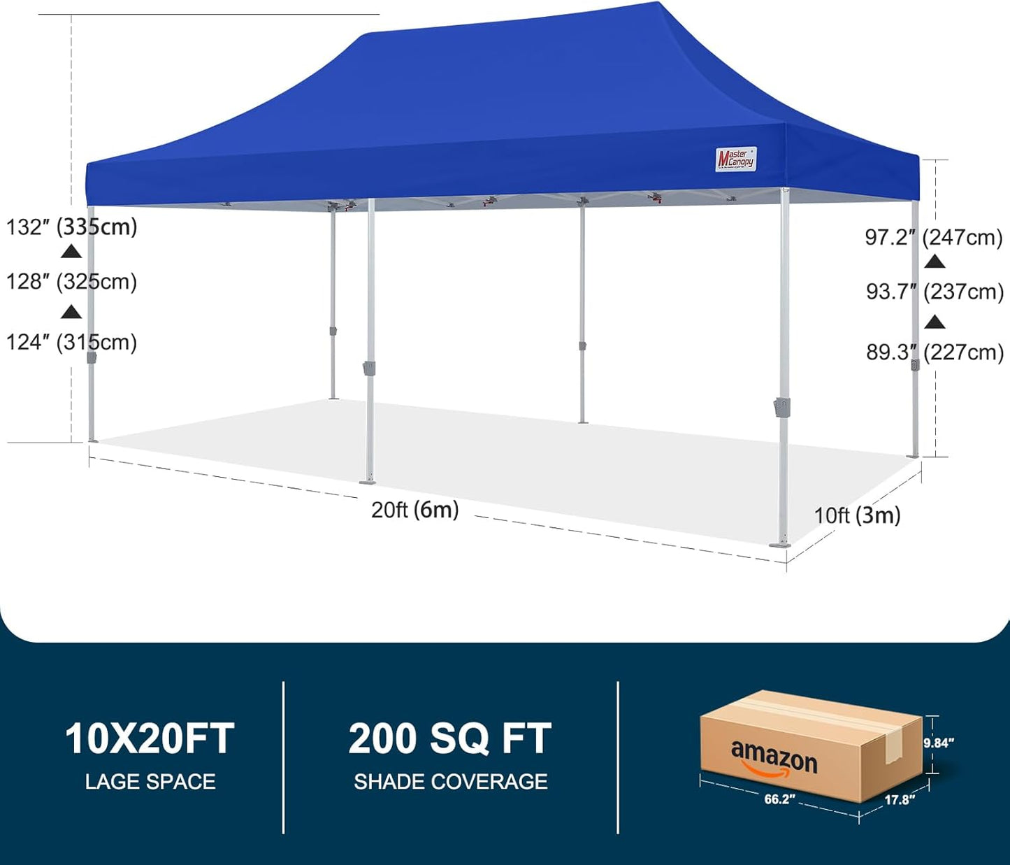 MASTERCANOPY Pop Up Canopy Tent Commercial Grade 10x20 Instant Shelter (Blue)