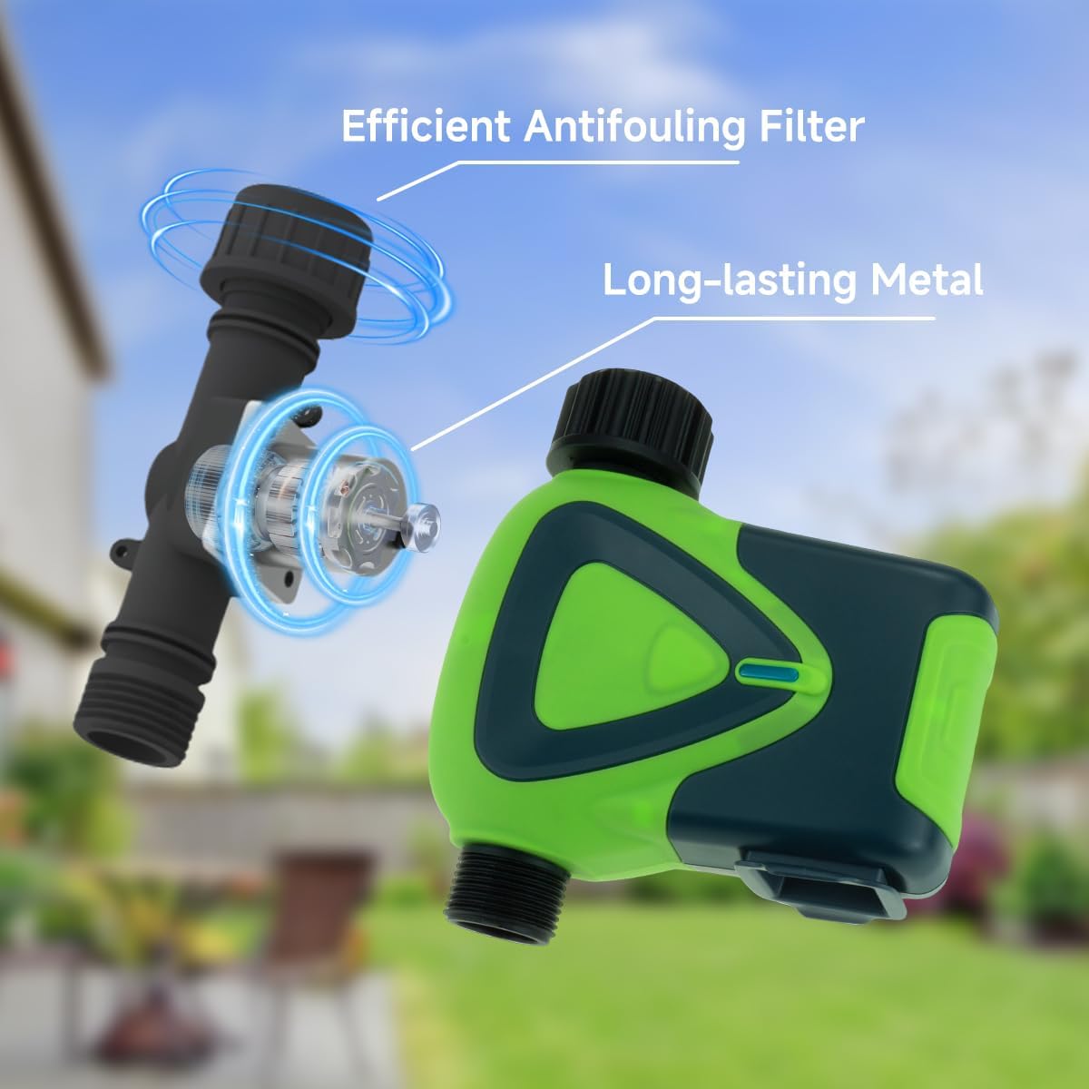 Water Timer for Garden Hose, 2.4GHz WiFi Smart Hose Sprinkler Timer with Tuya/Smart Life App, GreenVation Plant Automatic Watering System for Yard Outdoor Irrigation (WiFi Green)