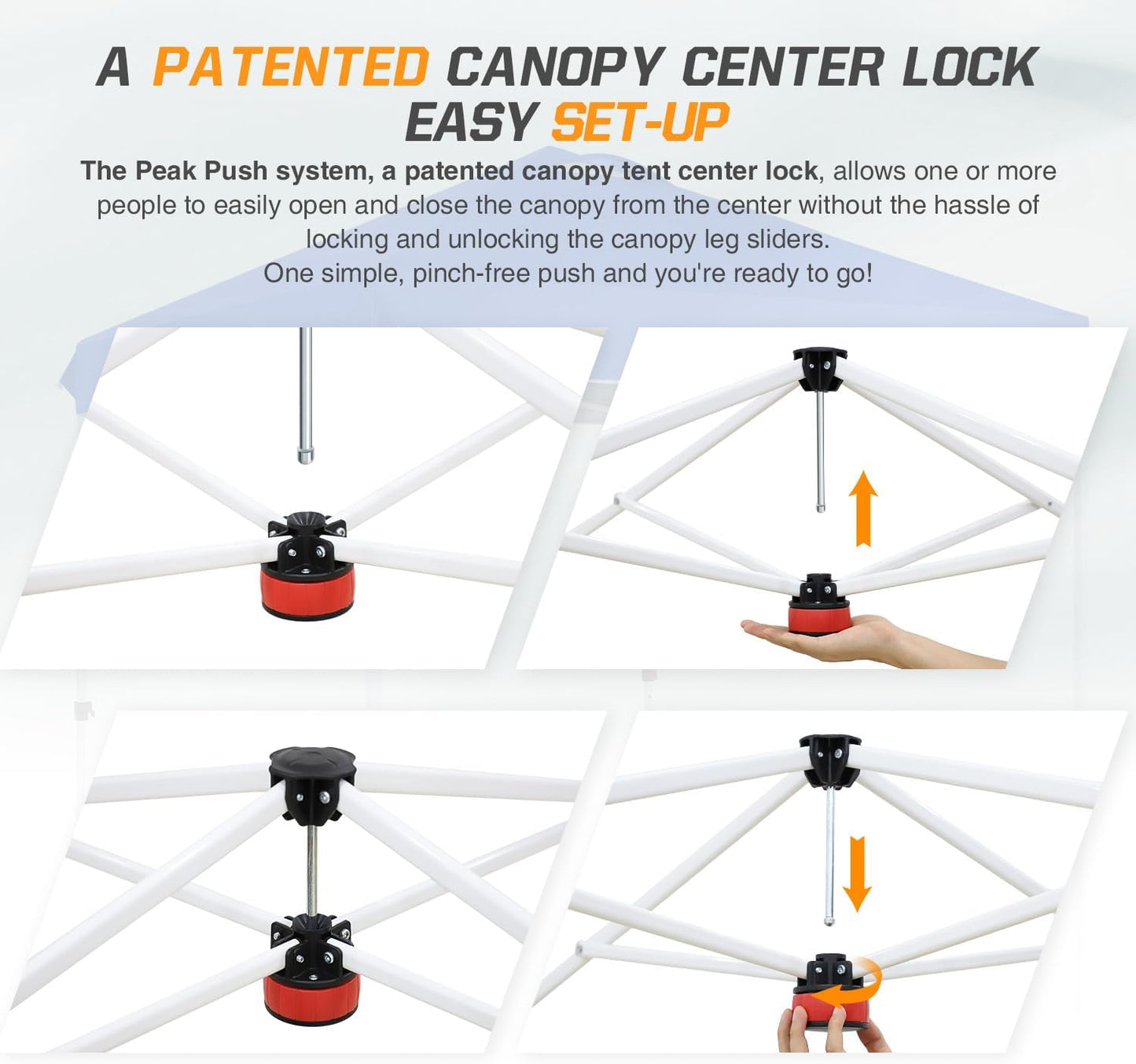 EAGLE PEAK Pop Up Canopy Tent with Wheeled Carry Bag, 8 Stakes, 4 Ropes, Easy Set Up Tent Canopy, 6.6x6.6 ft, White