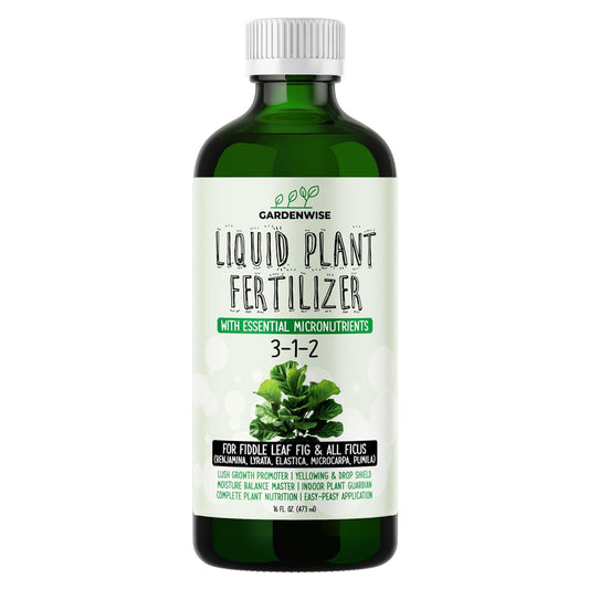 3-1-2 Liquid Fertilizer Concentrate with Micronutrients - Optimal Fiddle Leaf Fig Plant Food, Ideal for Ficus Lyrata & Fig Trees, Gold Leaf Enhanced Indoor Plant Fertilizer (16 OZ)