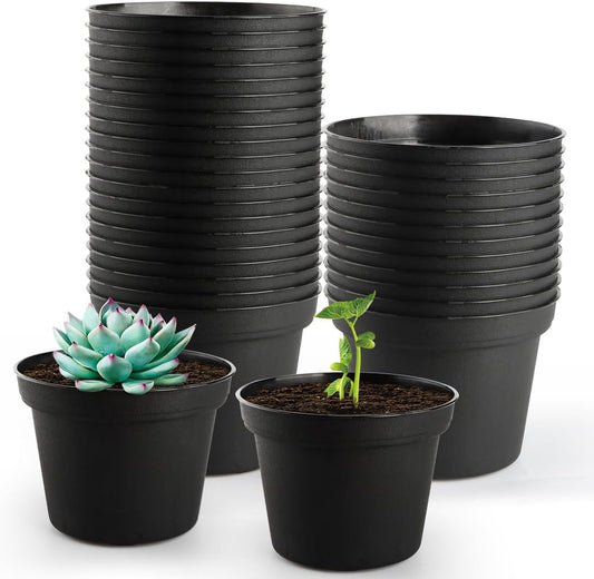 160 Pack 3 Inch Black Nursery Pots - Plastic Seedling, Seed Starter, Germination Pots with Drainage for Plants, Succulents, Flowers, Transplanting