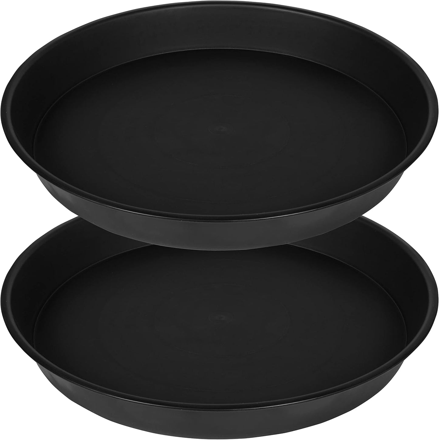 2 Pack of 14 inch Plant Saucer, Heavy Duty Round Plant Trays for Pots, Plastic Plant Water Tray, Flower Plant Saucers for Indoors, Pot Drip Trays for Planter 12-14" (14", Black)