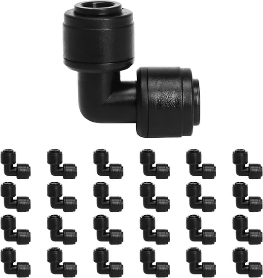 MIXC 24 Pack 1/4" Drip Irrigation Elbow Coupling Connector, Quick Connect Garden Hose Elbow Connector 90 Degree, Leak Free Irrigation Tubing Connectors for Drip Irrigation System