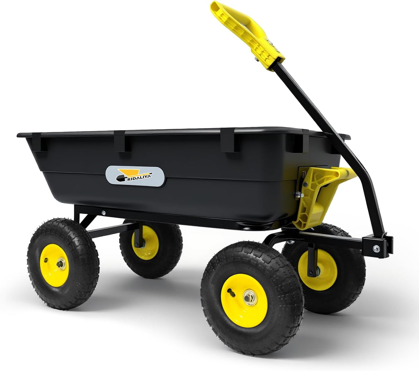 Garden Dump Cart, Heavy-Duty Utility Wagon with 900 lb Capacity, 5 Cu Ft Bed, 10" Pneumatic Tires, 180° Pivot Steering for Yard, Lawn, and Beach Use