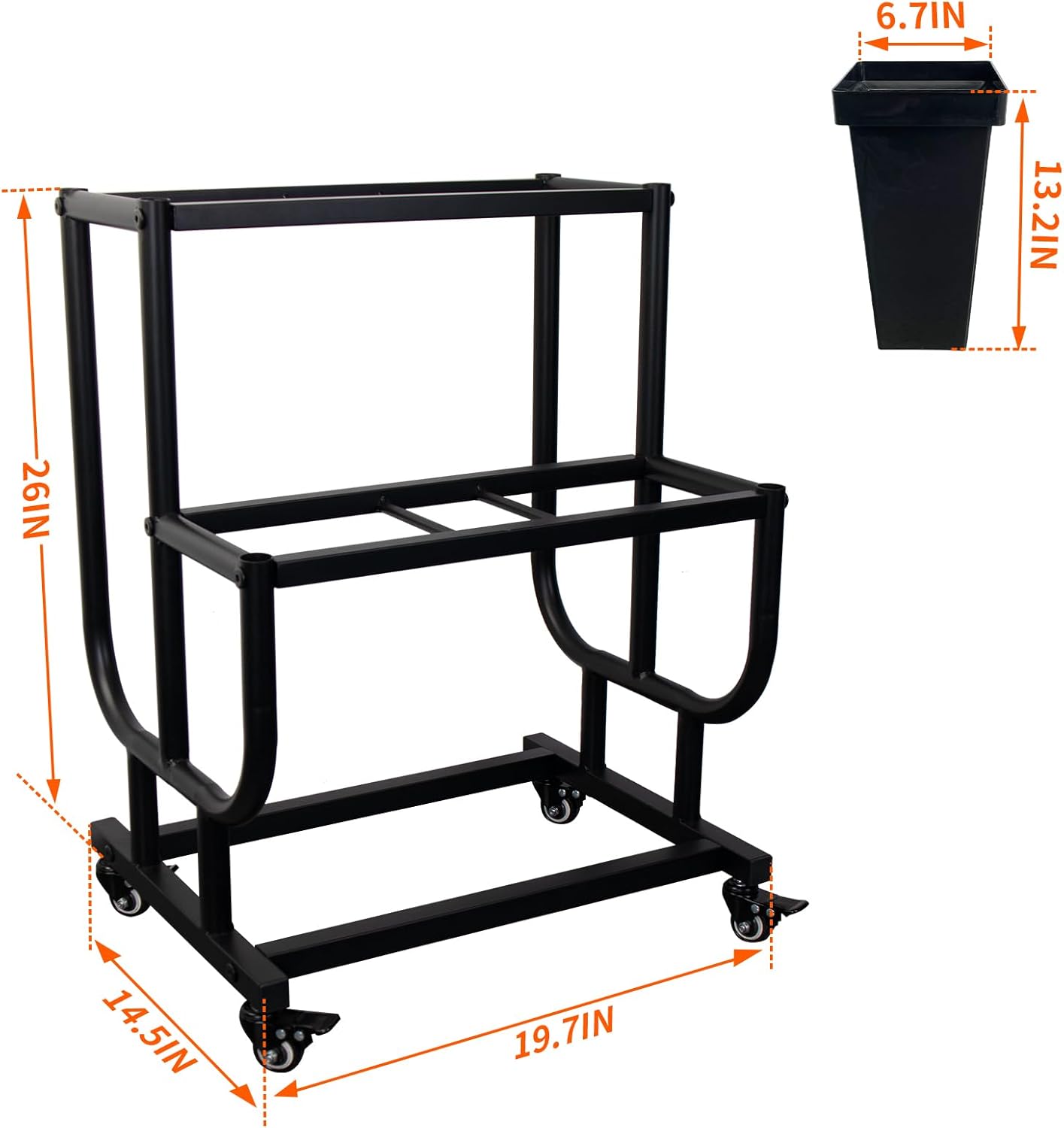 Tongmo 2-Tier Flower Display Stand with 4 Buckets - Movable Plant Cart for Heavy Duty Flower Rack - Perfect for Flower Shops, Homes, Cafés, and Offices (2-Tier with Bucket)