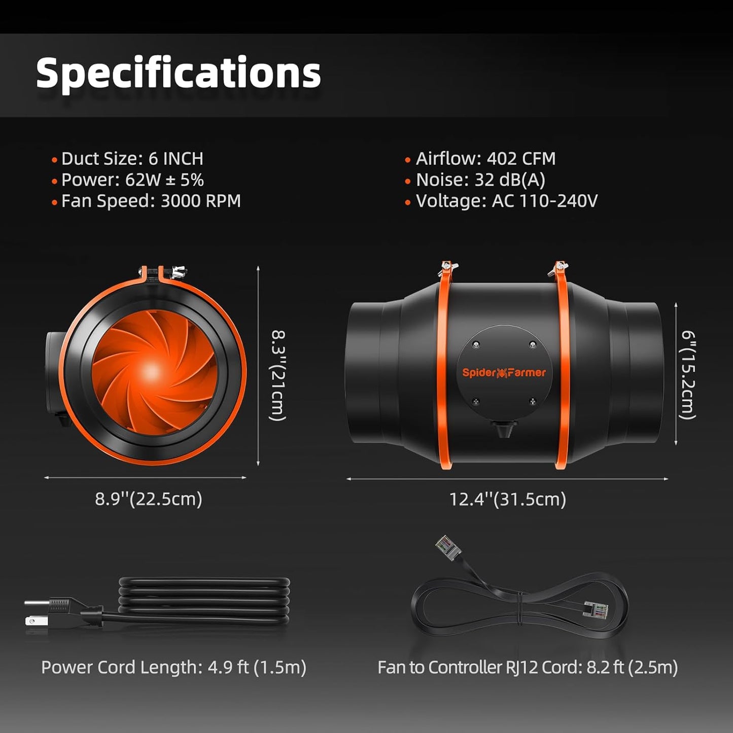 Spider Farmer Grow Tent Kit Complete 4x4ft SF4000 Dimmable Samsung LM301H EVO LED Diodes, 450W Complete System 4x4x6.6 Grow Tent Set 48"x48"x80" with 6" Ventilation System & 6'' Clip Fan
