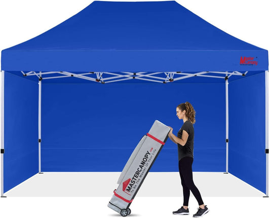 MASTERCANOPY Pop-up Canopy Tent with Sidewalls (10x15,Blue)