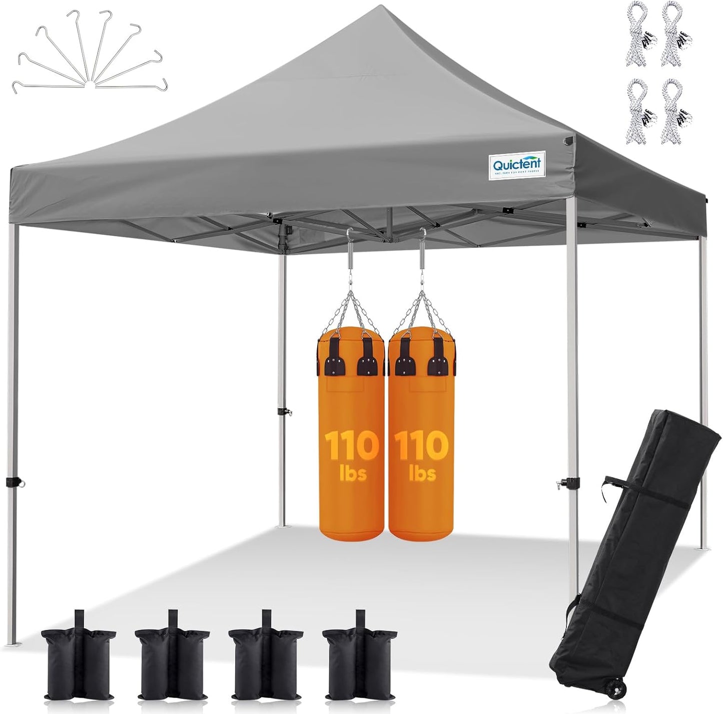 Quictent 10x10 Heavy Duty Pop Up Canopy Tent- Easy up Outdoor Commercial Canopies, Waterproof, 11ft Interior Height, Easy Setup, Includes Sand Weight Bags and Wheeled Carry Bag