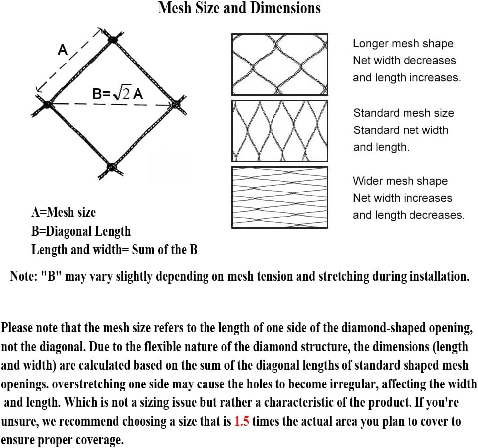 Woven Bird Netting 20X30 FT, 1/2" Mesh, Strong Bird Net Protect Fruit Trees, Blueberry, Vegetables, Strawberry Plants, Garden Netting Pest Barrier, Against Deer, Squirres, Small Critters