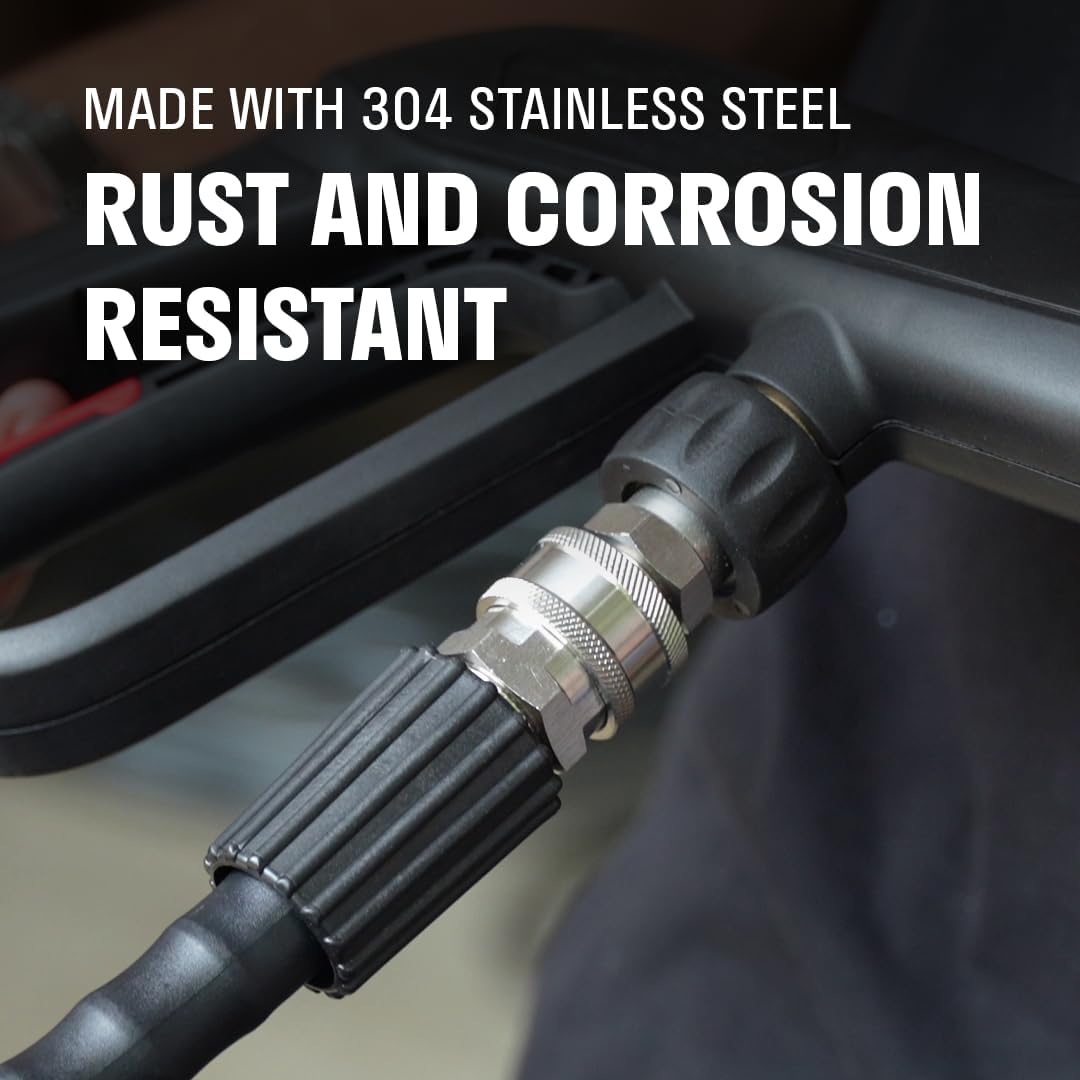 ACTIVE Quick Connect Kit M22-14mm for all type of Pressure Washers, Male Female 304 Stainless Steel Quick Disconnect Kit for Power Washer, Operating with Max 4000 PSI & 12 GPM at a temperature of 212F