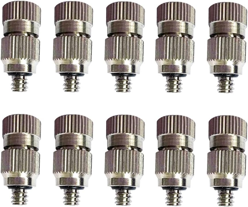 High Pressure Brass Nickel Plated Misting Nozzle for Outdoor Cooling Mist System, 0.2mm Ceramics Orifice, Detachable & Cleanable, 10pcs