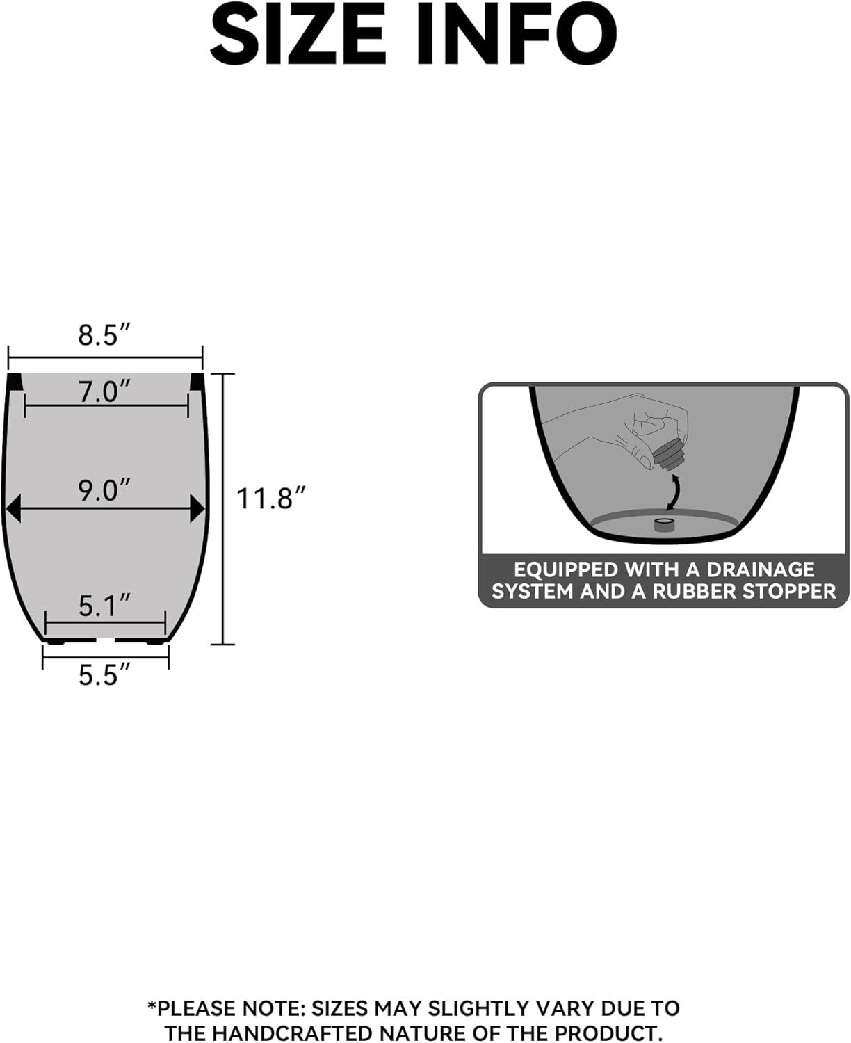Kante 11.8 Inch Tall Concrete Planter, Large Indoor Outdoor Plant Pot with Drainage, Smooth Weathered Concrete Finish with Forest Green Interior, Ideal for Porch, Home, Garden, Patio