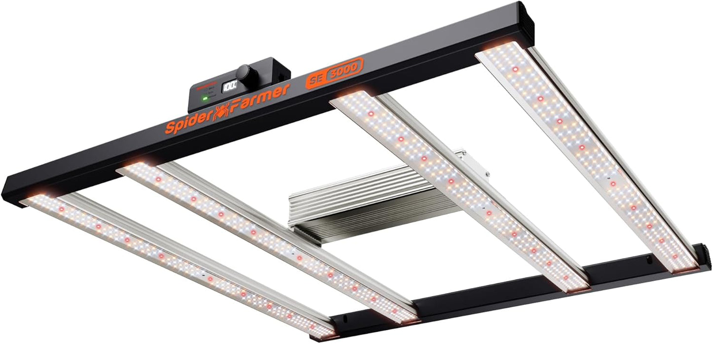 Spider Farmer SE3000 LED Grow Lights 300W, Samsung LM301H EVO Diodes, 2025 Upgraded Remote App Control, 3x3ft Coverage Bar Style Grow Light, Full Spectrum Dimmable Grow Lamp for Indoor Plants