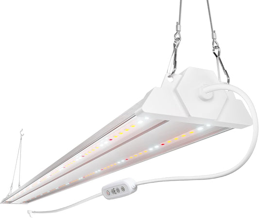 FREELICHT 1 Pack 4ft LED Grow Light with Timer, 60W (350W Equivalent), Sunlike Full Spectrum Integrated Plant Light for Hydroponic Indoor Plant Seedling Veg and Flower, Plug in with 3 Timing Modes