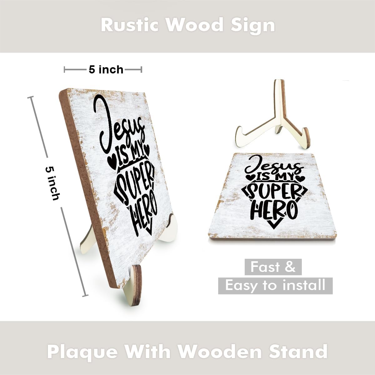 Inspirational Wood Sign Rustic Desk Decor Home House Office Work Table Desk Accessories Decorative Christian Religious Bible Verse Faith Decorations Office Supplies Room Restaurant Cubicle Decor