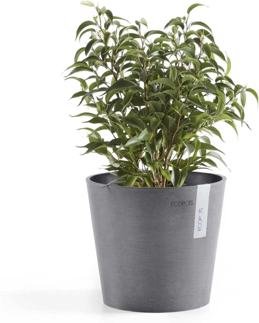 Ecopots Amsterdam Mini Durable Modern Round Recycled-Based Composite Flower Pot Planter, Grey, 7"