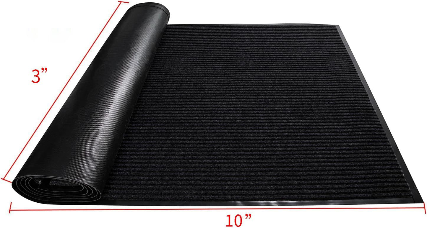 TANYOYO 3' X 10' Commercial Grade Door Floor Mat Brush Step Entrance Mat Vinyl Backed Utility Doormat Heavy Duty Floor Rugs Commercial Outdoor Carpet Indoor Entrance Mat，Black