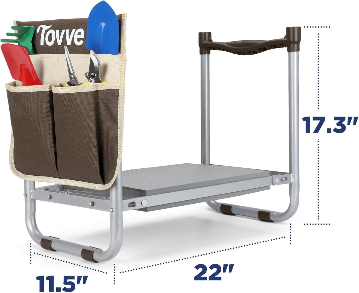 Upgraded Garden Kneeler and Seat with Thicken & Widen Soft Kneeling Pad, Heavy-Duty Foldable Garden Stool with Large Garden Tool Bag, Portable Garden Bench Gardening Gifts for Women, Seniors