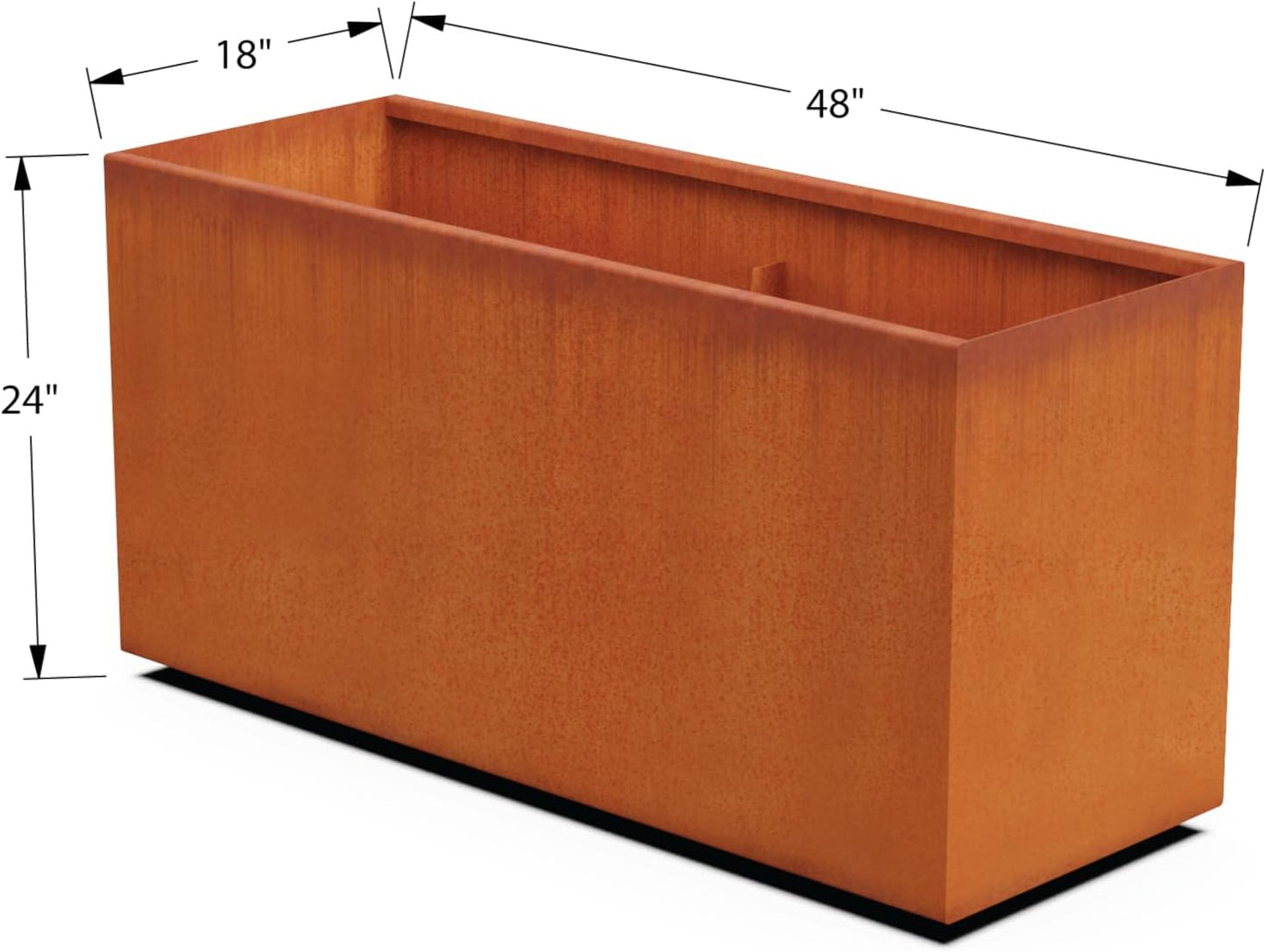 Large Rectangular Planters for Outdoor Plants – 48x18x24 Inch Corten Steel Planter | Extra Large Outdoor Planter Box for Patios, Garden Borders, and Privacy Screening