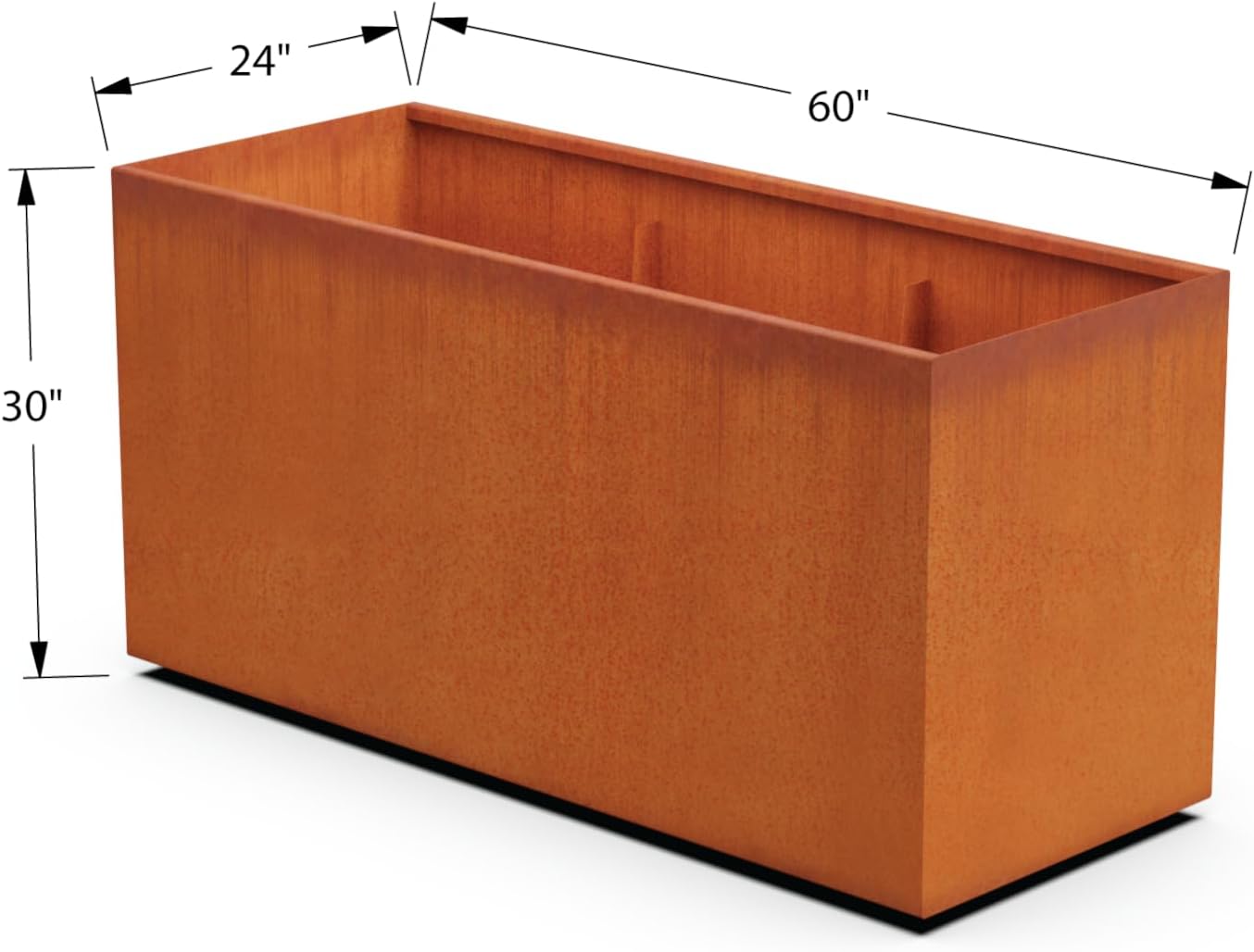 Large Rectangular Planters for Outdoor Plants 60x24x30 | Extra Large Corten Steel Planter Box for Commercial & Residential Landscaping | Heavy Duty Metal Planter, Arrives Fully Assembled