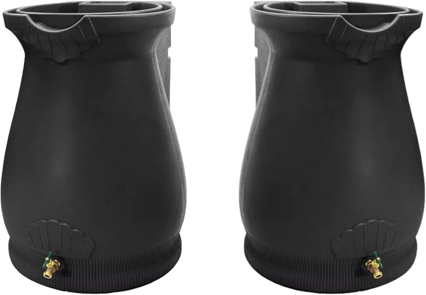 65-Gallon Urn Rain Wizard Decorative Barrel (Black, 2 Pack)