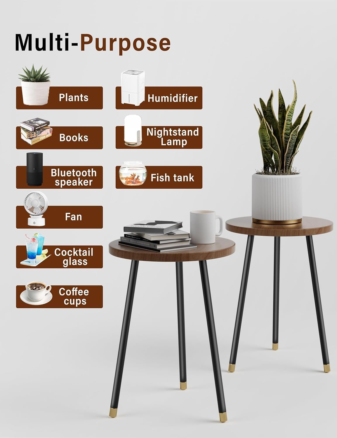 Plant Stand Indoor Outdoor: Small Plant Stand Indoor 16" Convertible Flowers Pot Holder - Small Round Side End Table Mid Century Modern Decor - Plant Table for Home Decor