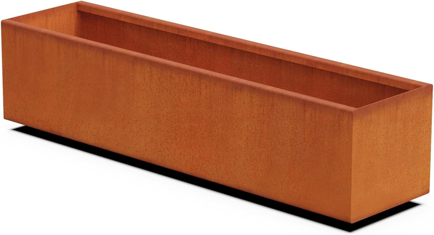 Large Rectangular Planters for Outdoor Plants - 48x12 Inch Corten Steel Planter Box for Patios, Decks & Garden Edging | Heavy Duty Metal Outdoor Planter, Fully Assembled