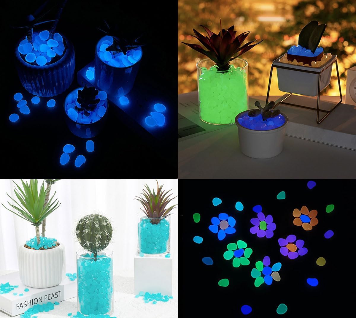 Glow in The Dark Stones 1000 Pcs Glow Pebbles Aquarium Rocks Blue Stones for Fish Tank Lawn Yard Garden Walkway Plant Pots