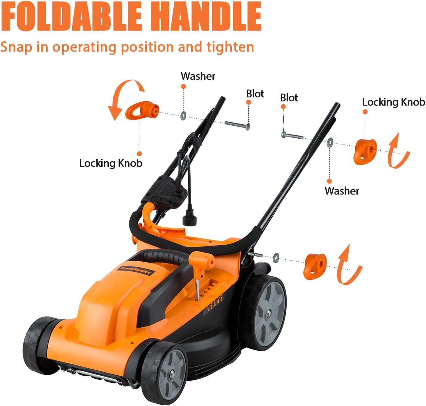 LawnMaster MEB1114K Electric Corded Lawn Mower 15-Inch 11AMP