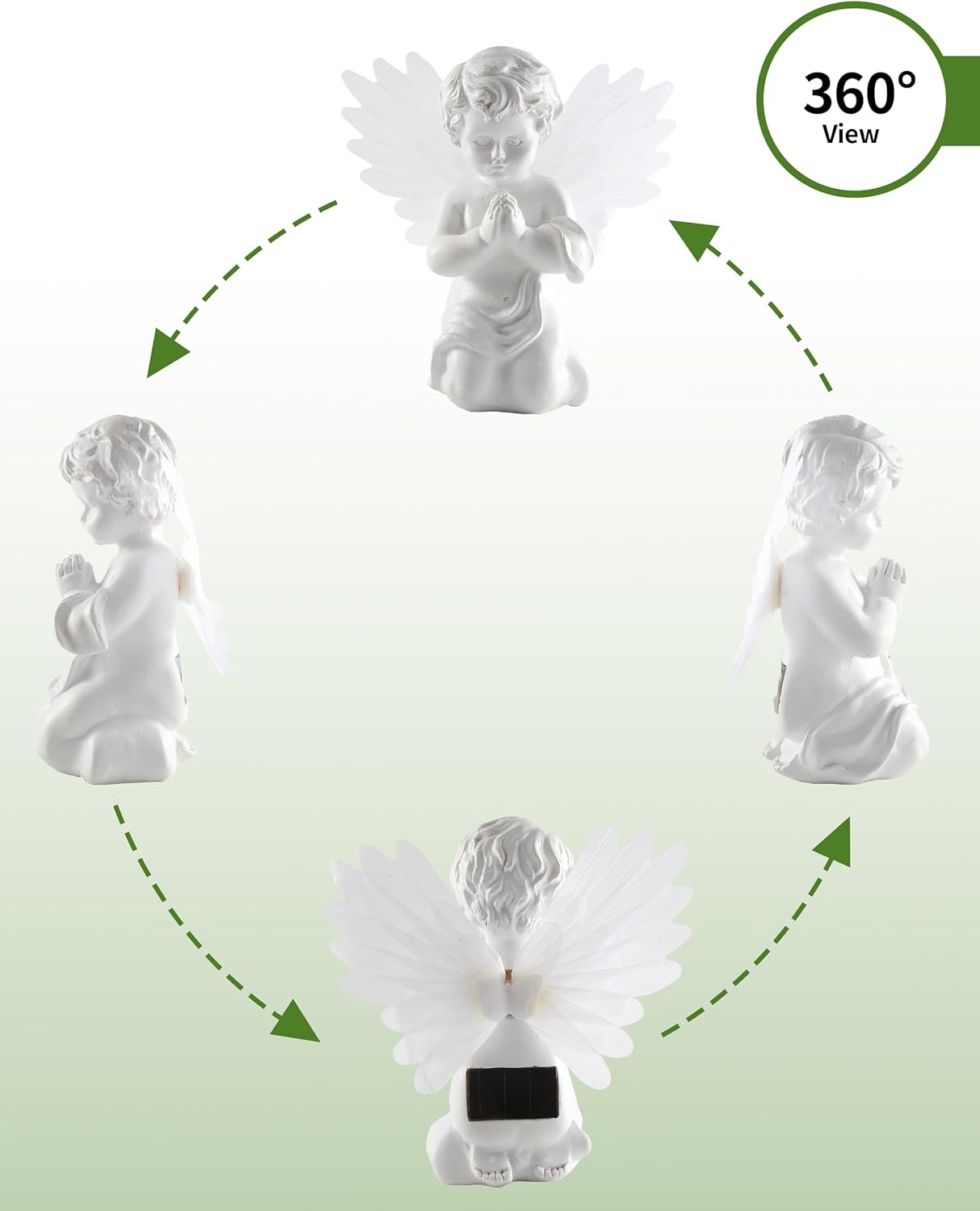 iStatue Solar Praying Cherub Angel Light with Fibre Optic Wings - 7.1'' Sympathy Remembrance Memorial Gift for Grave Ornaments Garden Decor (Kneeling Angel)