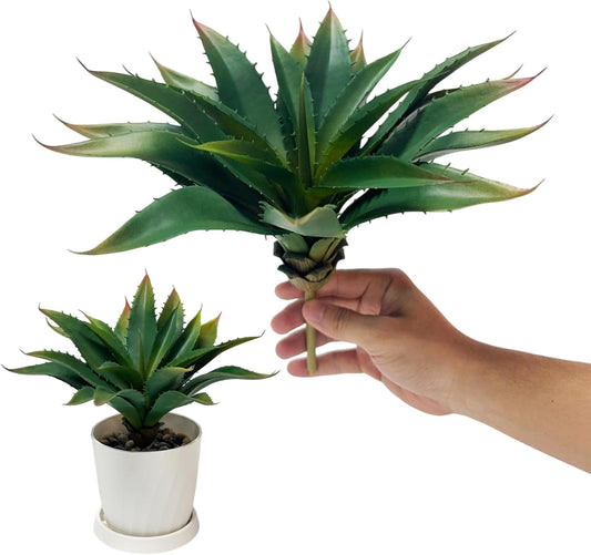 12.5 Inch Artificial Aloe Plant - Large Faux Succulents (Unpotted), Realistic Fake Plants for Home Decor Indoor Outdoor (Green)