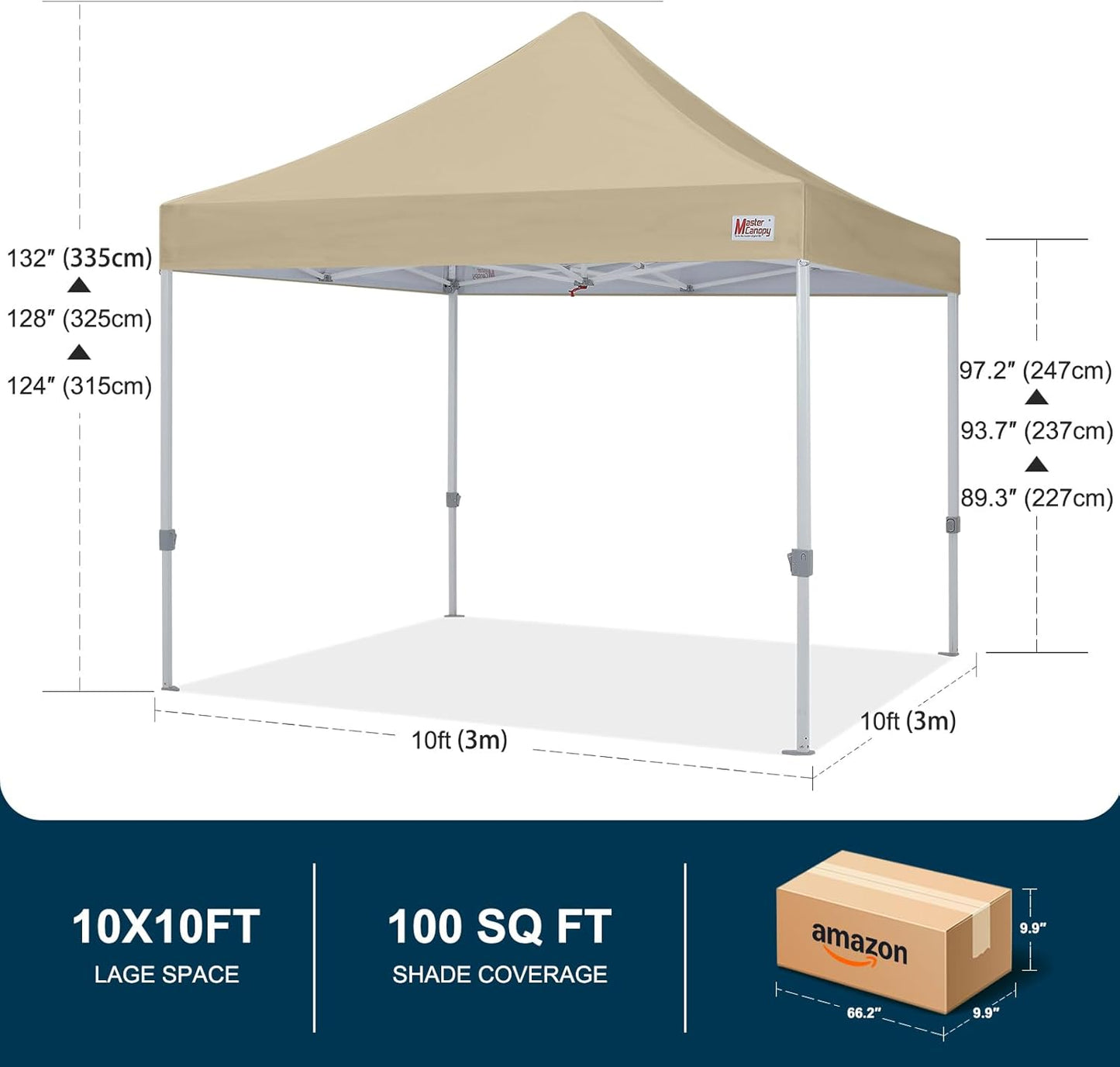 MASTERCANOPY Pop Up Canopy Tent Commercial Grade 10x10 Instant Shelter (Beige)