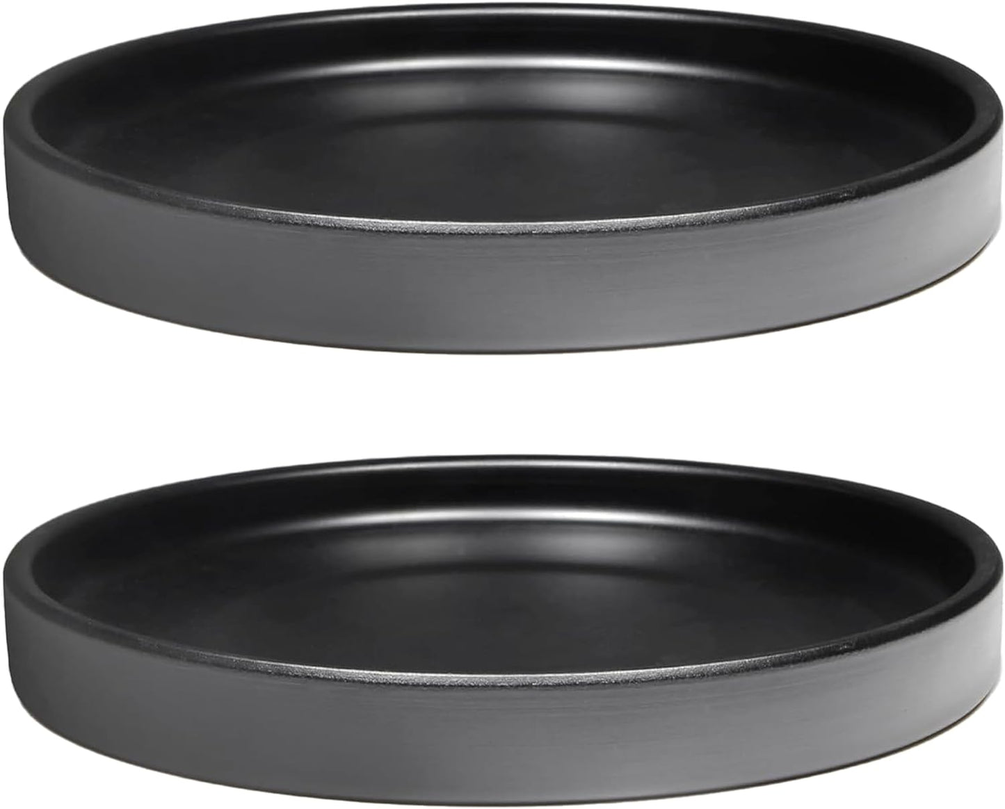 2 Pack Ceramic Plant Saucer Pot Tray 8 Inch, Planter Saucers 4 5 6 7 8 9 10 11 12 13 Inch for Indoors Outdoor, Durable Sturdy Flower Drainage drip Water Tray for Glazed Pots Base (8.5 Inch-Black)