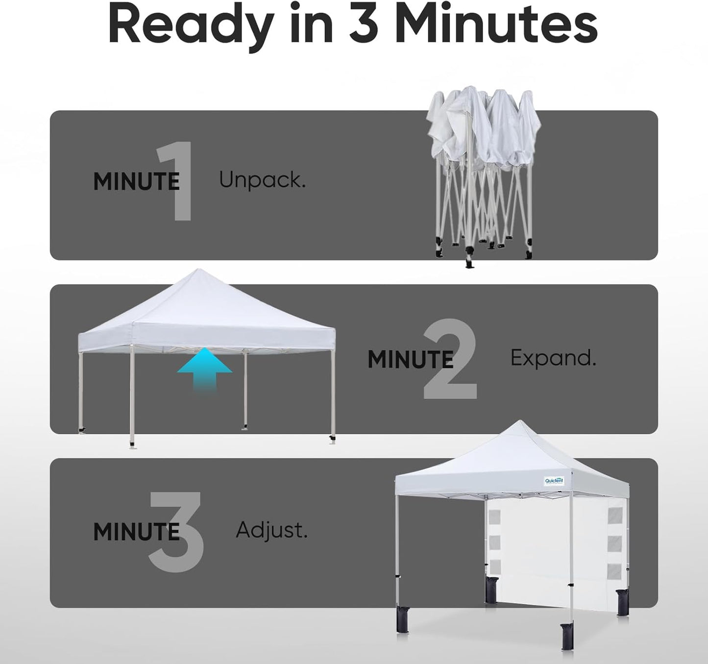 Quictent 10x10 Heavy Duty Pop Up Canopy Tent- Easy up Outdoor Commercial Canopies, Waterproof, 11ft Interior Height, Easy Setup, Includes Sand Weight Bags and Wheeled Carry Bag