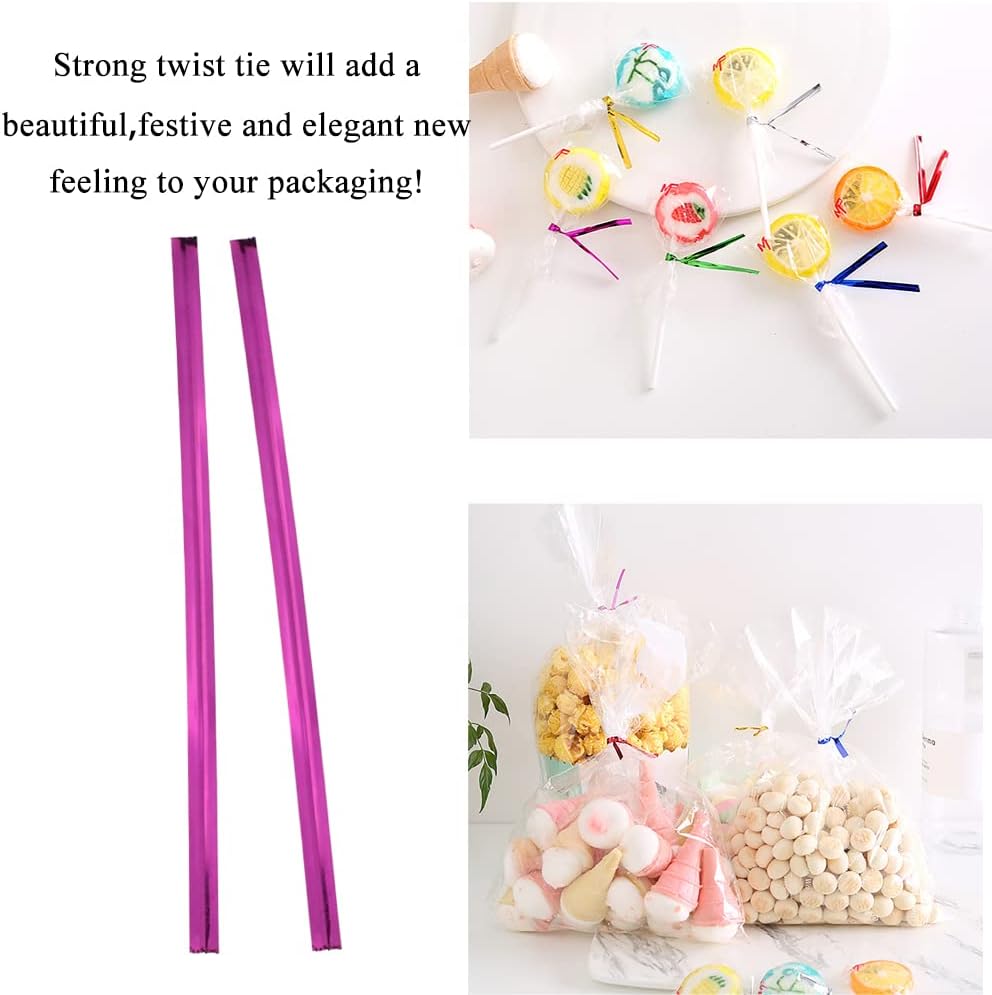 HAHIYO 300Pcs 4 inches Rose Red Metal Twist Ties Bread Candy Coffee Bag Ties Plant Garden Twist Ties for Cellophane Treat Bags Gift Wraping Bags Plastic Bags Halloween Party Cake Present Art Crafts